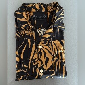 All Saints Black and Gold Patterned Shirt